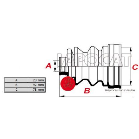 SOUFFLET de CARDAN 89mm x 80mm x 20mm