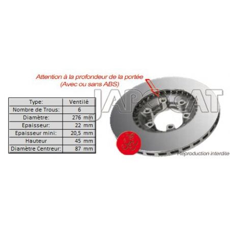 DISQUE de FREIN Avant (L'unité)